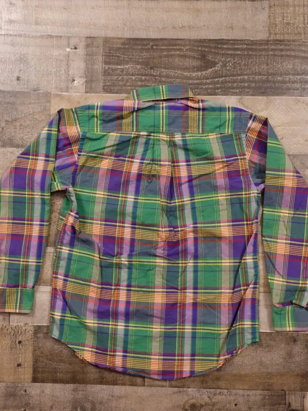 Polo‎ Ralph Lauren Plaid Button Down Shirt Boys Large Green Preppy